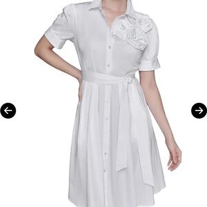 Karl Lagerfeld White Dress with Rosette Detail
